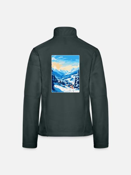 Saalbach Österreich Vintage Reiseplakat Souvenir - Frauen Softshelljacke - Dunkelgrau - Hinten
