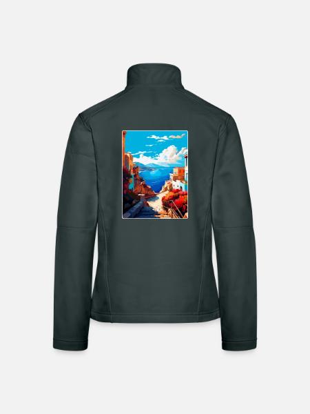 Crète Grèce Affiche de voyage vintage WPA Souvenir - Veste en tissu softshell Femme - gris foncé - Dos
