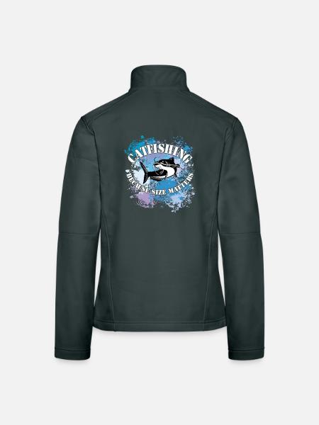 Wels Waller fischen Wels auf Farbklecksen - Frauen Softshelljacke - Dunkelgrau - Hinten