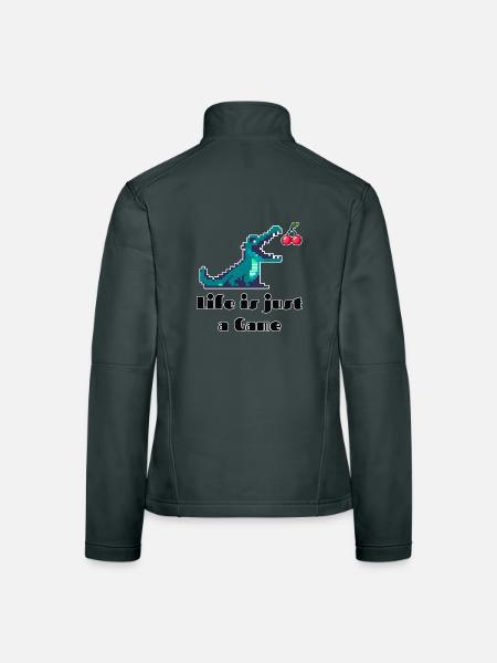 Life is Just a Game Retro Pixel Art Design - Women's Softshell Jacket - mouse grey - Back