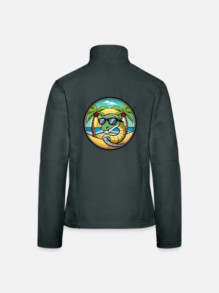 Schlange Lustige Cartoon Sommer Strand Sonnenbrille Cool - Frauen Softshelljacke - Dunkelgrau - Hinten