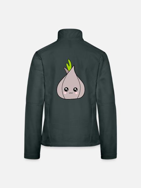 Kawaii Onion Garlic Kawaii Vegetables Kawaii Fruit - Women's Softshell Jacket - mouse grey - Back