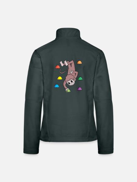 Singe sur le mur d'escalade - escalade - cadeau - Veste en tissu softshell Femme - gris foncé - Dos