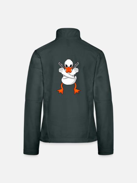 Ente mit Pistole - Frauen Softshelljacke - Dunkelgrau - Hinten