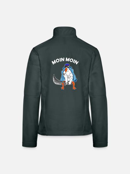 Moin Moin Möwe mit Schwert Nordsee Ostsee Seemann - Frauen Softshelljacke - Dunkelgrau - Hinten