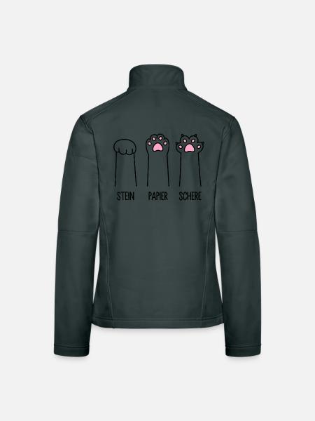 Stein Papier Schere Katze Pfote Spiel Katzenpfoten - Frauen Softshelljacke - Dunkelgrau