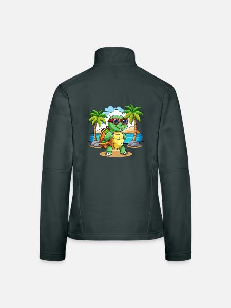 Schildkröte Lustige Cartoon Sommer Strand Sonnenbrille - Frauen Softshelljacke - Dunkelgrau - Hinten