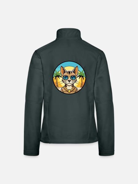 Arabische ägyptische Mau-Katzenrasse Cartoon-Sonnenbrille - Frauen Softshelljacke - Dunkelgrau - Hinten