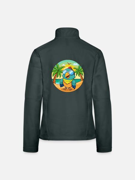 Lunettes de soleil Parrot Funny Cartoon Summer Beach - Veste en tissu softshell Femme - gris foncé - Dos