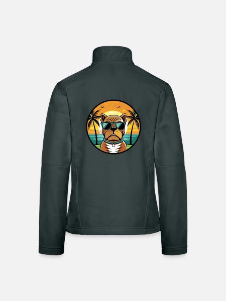Bordeauxdogge Hunderasse Cartoon Sonnenbrille Strand - Frauen Softshelljacke - Dunkelgrau - Hinten