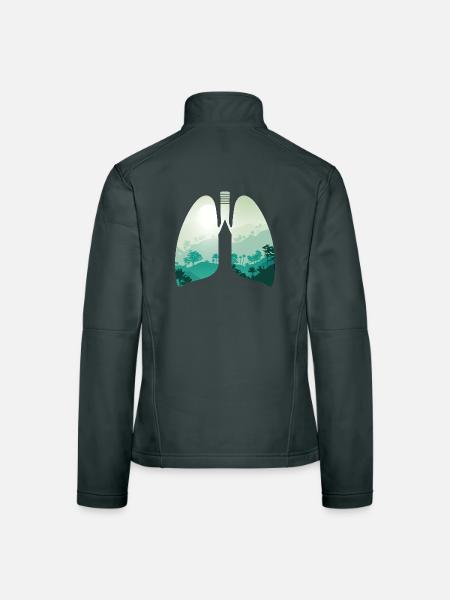 Green nature forest landscape lungs - Women's Softshell Jacket - mouse grey - Back