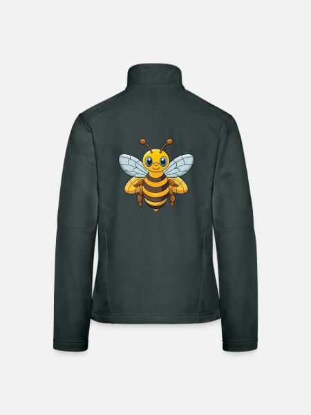 Abeille Mignonne Mascotte Personnage De Dessin Animé Kawaii - Veste en tissu softshell Femme - gris foncé - Dos