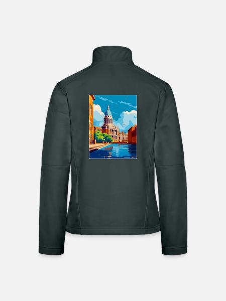 Nottingham Uk Vintage Reiseposter Souvenir WPA - Frauen Softshelljacke - Dunkelgrau - Hinten