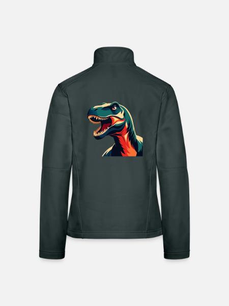 Dinosaurier Cartoon Figur Buntes Haustier Tier - Frauen Softshelljacke - Dunkelgrau - Hinten