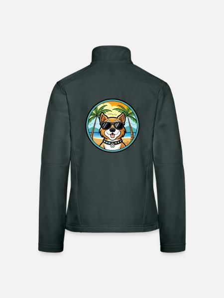 Cao De Castro Laboreiro Race De Chien Dessin Animé Plage - Veste en tissu softshell Femme - gris foncé - Dos