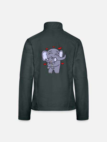 Elefant Familie niedlich - Frauen Softshelljacke - Dunkelgrau - Hinten