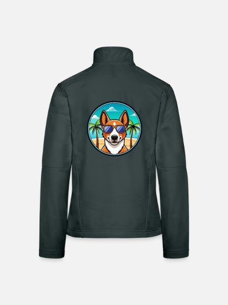 Basenji Hunderasse Cartoon Sonnenbrille Strand - Frauen Softshelljacke - Dunkelgrau - Hinten