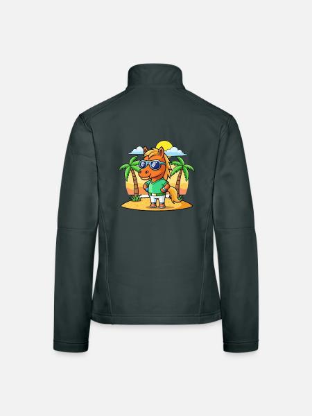 Pferd Lustige Cartoon Sommer Strand Sonnenbrille - Frauen Softshelljacke - Dunkelgrau - Hinten