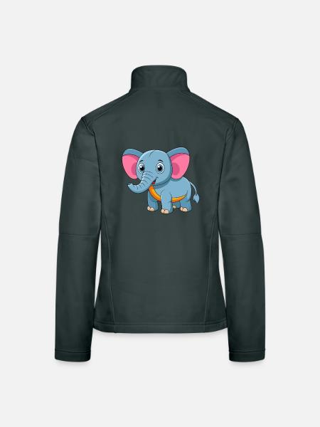Elephant Cute Mascot Cartoon Character Kawaii - Women's Softshell Jacket - mouse grey - Back