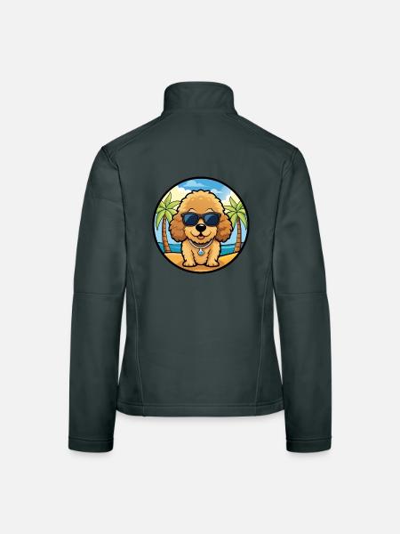 Spielzeug Pudel Hund Rasse Cartoon Sonnenbrille Strand - Frauen Softshelljacke - Dunkelgrau - Hinten