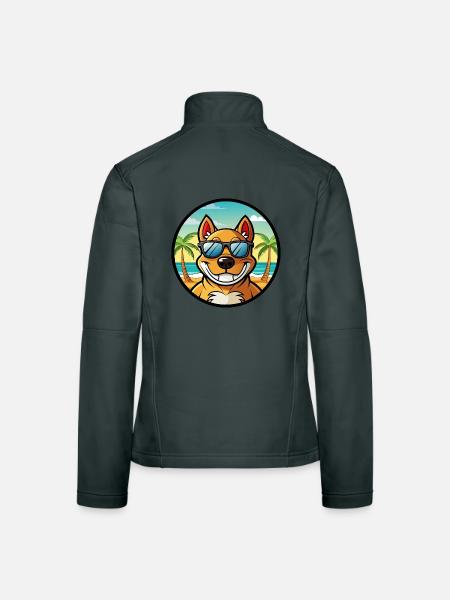 Cordoba Kampfhund Rasse Cartoon Sonnenbrille Strand - Frauen Softshelljacke - Dunkelgrau - Hinten