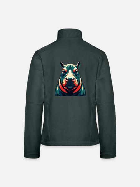 Hippo Cartoon Character Colorful Pet Animal - Women's Softshell Jacket - mouse grey - Back