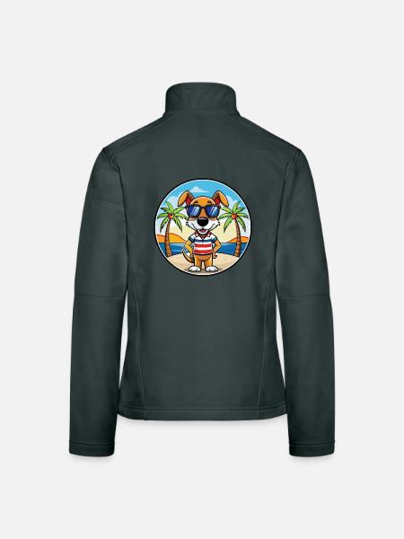 Französische Tricolor Hound Rasse Cartoon Sonnenbrille - Frauen Softshelljacke - Dunkelgrau - Hinten