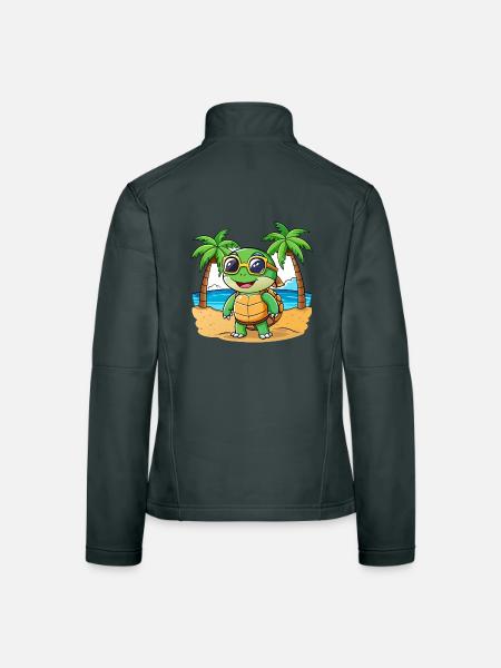 Schildkröte Lustige Cartoon Sommer Strand Sonnenbrille - Frauen Softshelljacke - Dunkelgrau - Hinten