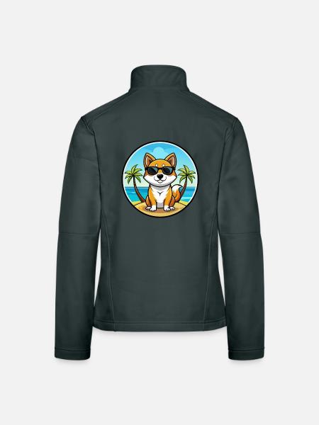 Korean Jindo Dog Breed Cartoon Sunglasses Beach - Women's Softshell Jacket - mouse grey