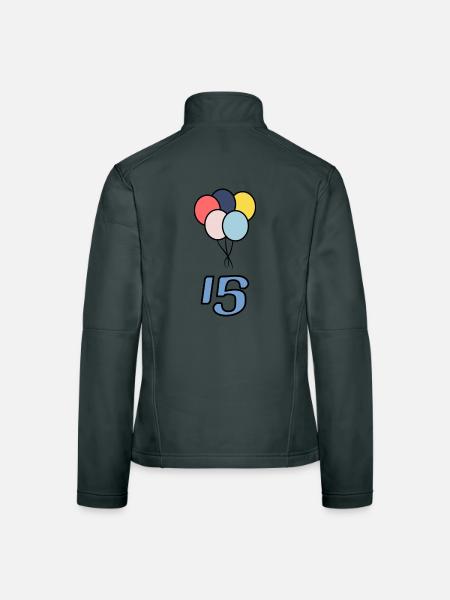 15. 15 ANS. 15e ANNIVERSAIRE. ANNIVERSAIRE 15 ANS. - Veste en tissu softshell Femme - gris foncé - Dos
