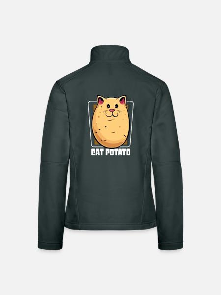 Katze Kartoffel Cartoon - Frauen Softshelljacke - Dunkelgrau - Hinten