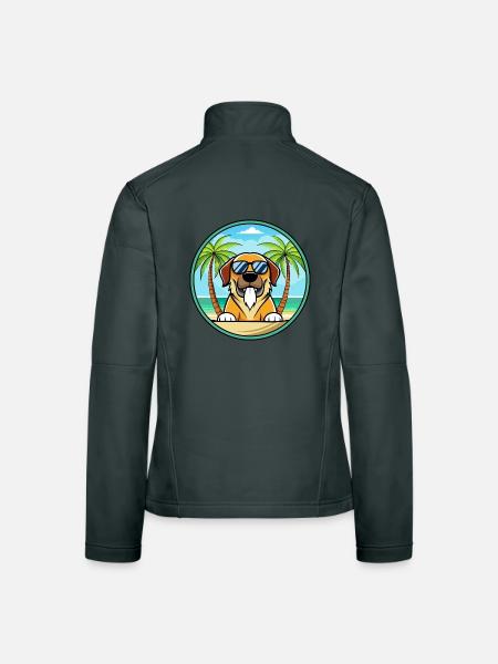 Spanische Dogge Hund Rasse Cartoon Sonnenbrille Strand - Frauen Softshelljacke - Dunkelgrau - Hinten