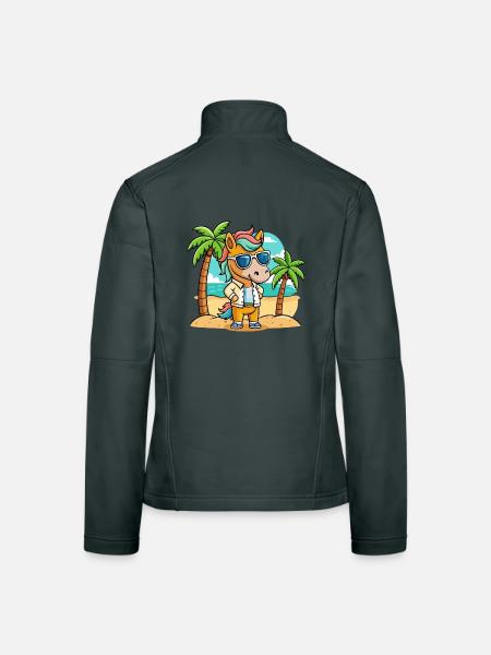 Pferd Lustige Cartoon Sommer Strand Sonnenbrille - Frauen Softshelljacke - Dunkelgrau - Hinten
