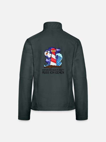 Wenn die Küste ruft Nordsee Leuchtturm - Frauen Softshelljacke - Dunkelgrau - Hinten