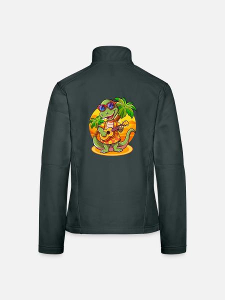Lustige Schlange Cartoon Sommer Strand Sonnenbrille Gitarre - Frauen Softshelljacke - Dunkelgrau - Hinten
