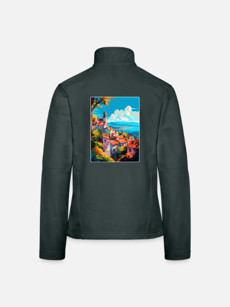 Viana Do Castelo Portugal Vintage Reiseposter - Frauen Softshelljacke - Dunkelgrau - Hinten