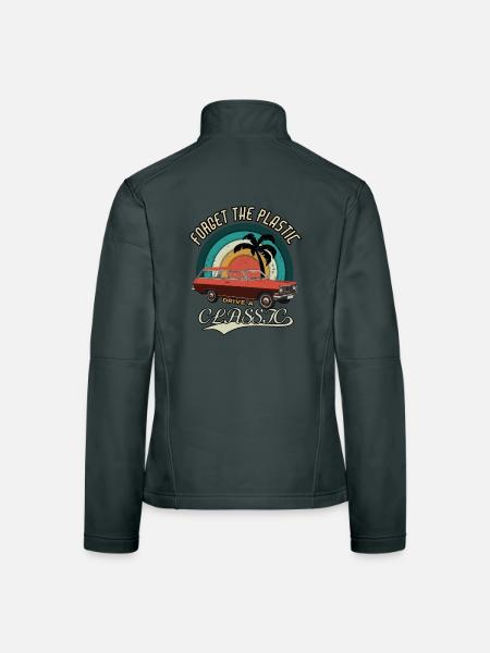 Vintage Drive the classics Oldtimer Classic Car - Women's Softshell Jacket - mouse grey - Back