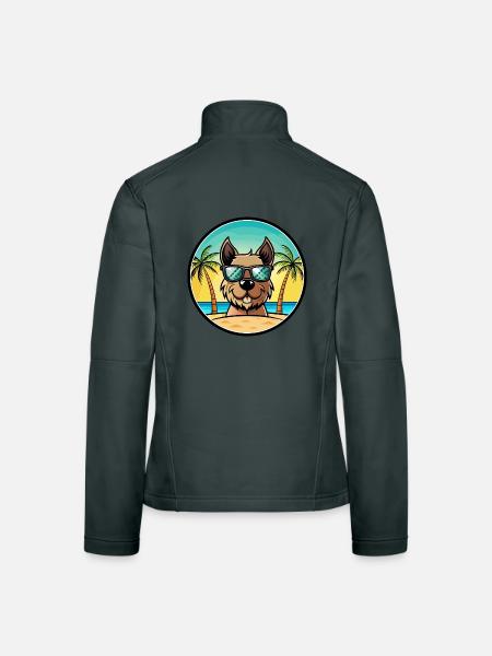 Gull Terrier Chien Race Dessin Animé Lunettes De Soleil Plage - Veste en tissu softshell Femme - gris foncé - Dos