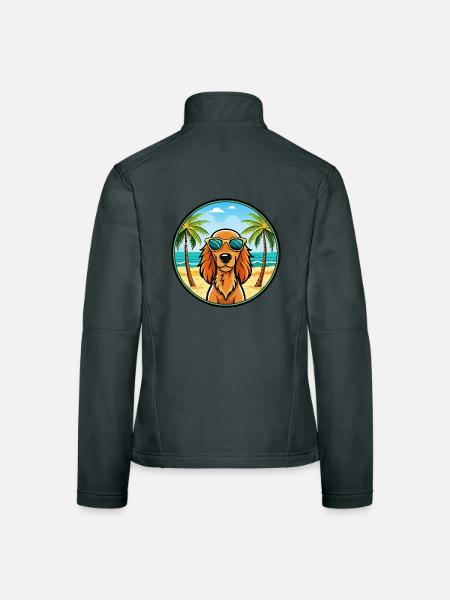 Irish Setter Hund Rasse Cartoon Sonnenbrille Strand - Frauen Softshelljacke - Dunkelgrau - Hinten