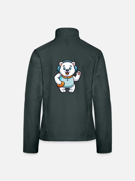 Ours polaire Funny Cartoon Character Casquette Musique - Veste en tissu softshell Femme - gris foncé - Dos