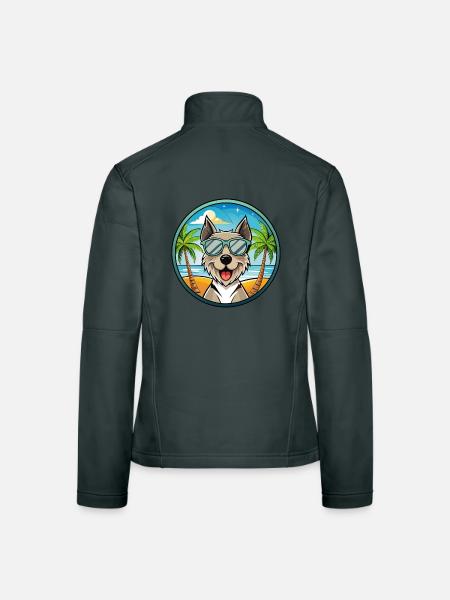 Gull Terrier Chien Race Dessin Animé Lunettes De Soleil Plage - Veste en tissu softshell Femme - gris foncé - Dos