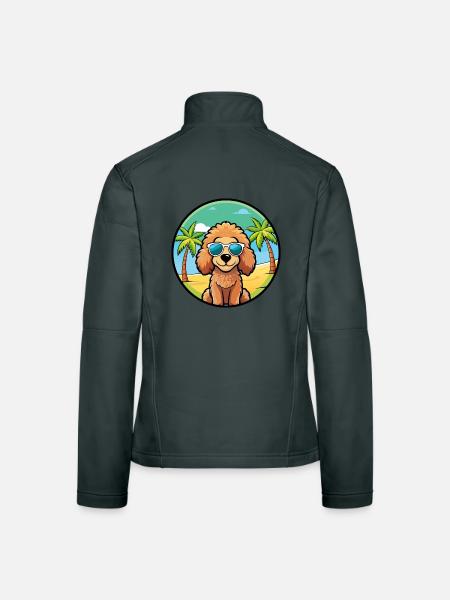 Spielzeug Pudel Hund Rasse Cartoon Sonnenbrille Strand - Frauen Softshelljacke - Dunkelgrau - Hinten