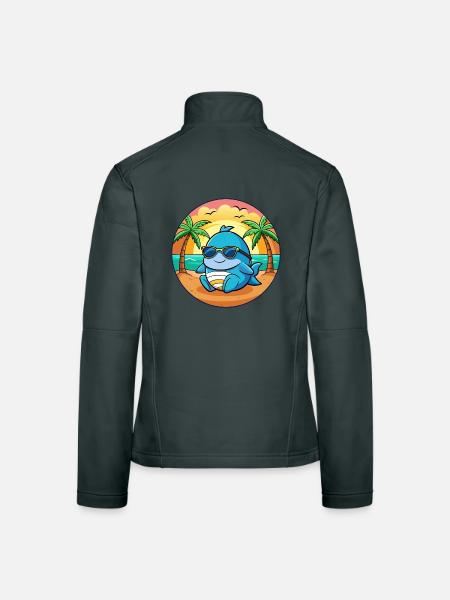 Lunettes de soleil de plage d’été de dessin animé drôle de baleine - Veste en tissu softshell Femme - gris foncé - Dos
