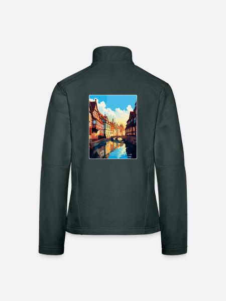 Colmar France Vintage Travel Poster WPA Souvenir - Women's Softshell Jacket - mouse grey - Back