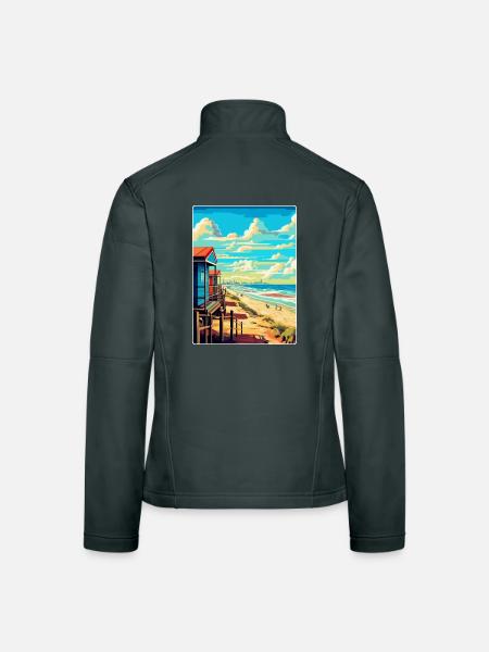 Zandvoort Pays-Bas Affiche de voyage vintage WPA - Veste en tissu softshell Femme - gris foncé - Dos