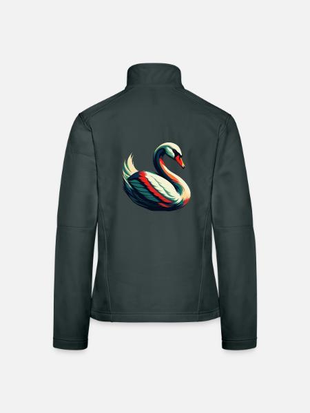 Cygne Personnage De Dessin Animé Animal De Compagnie Coloré - Veste en tissu softshell Femme - gris foncé - Dos