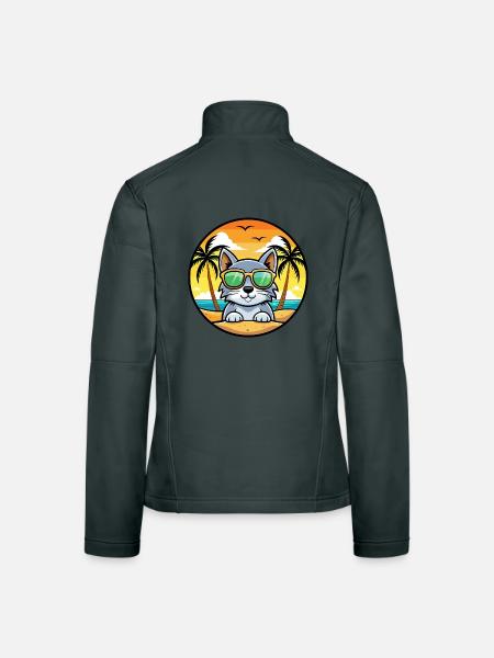 Australische Nebelkatzenrasse Cartoon Sonnenbrille Strand - Frauen Softshelljacke - Dunkelgrau - Hinten