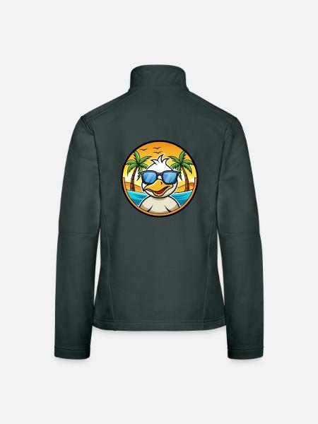 Ente Lustige Cartoon Sommer Strand Sonnenbrille Aufkleber - Frauen Softshelljacke - Dunkelgrau - Hinten