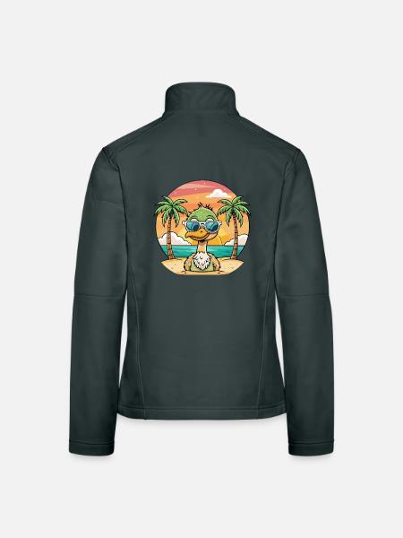 Lunettes de soleil de plage d’été de dessin animé drôle d’autruche - Veste en tissu softshell Femme - gris foncé - Dos