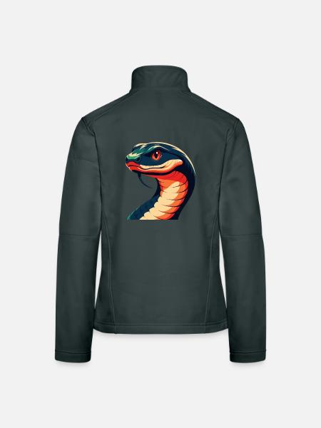 Schlange Cartoon Figur Buntes Haustier Tier - Frauen Softshelljacke - Dunkelgrau - Hinten